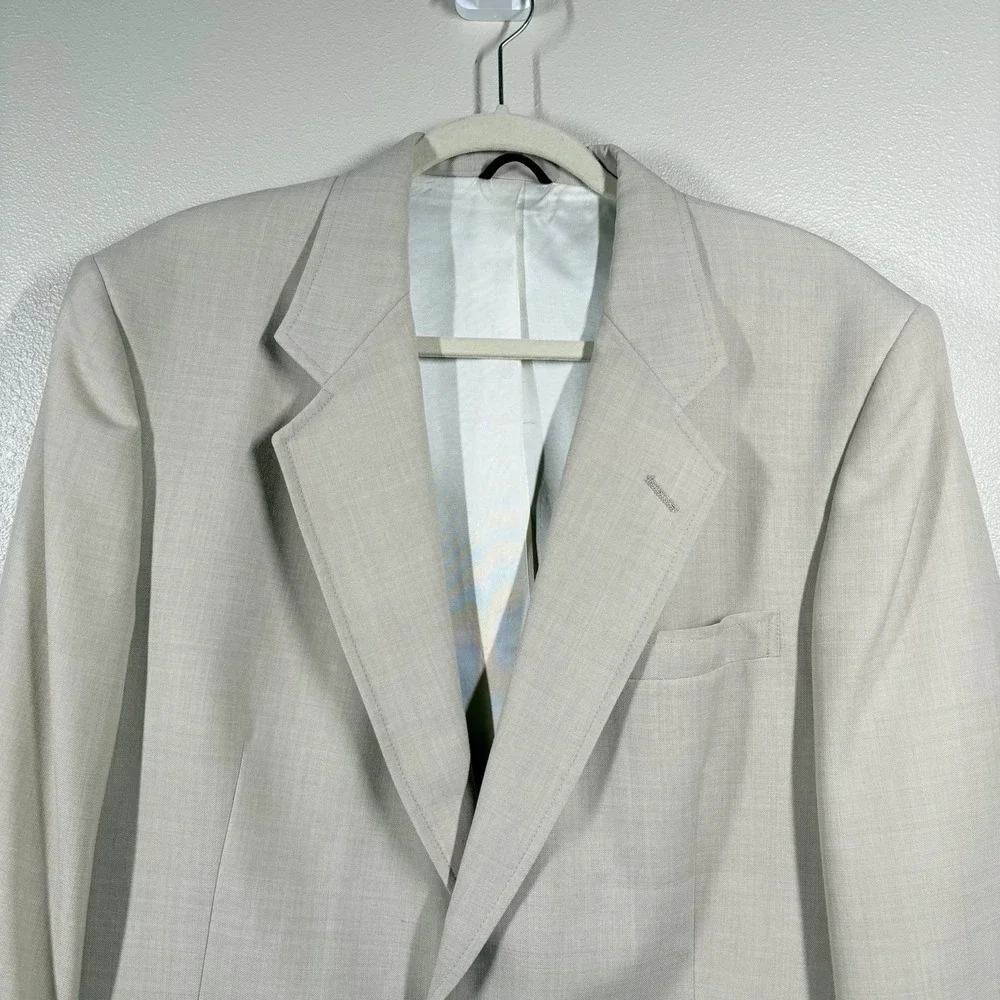 Hart Schaffner Marx‎ Dillards Beige Tan Blazer  J Nicklaus  42S  Gold Button VTG